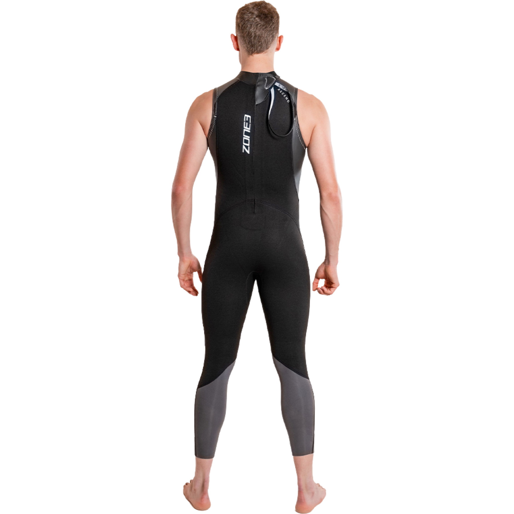 2026 ZONE3 Mens Ascend Sleeveless Swim Wetsuit WS26MGLISL101 - Black / Grey